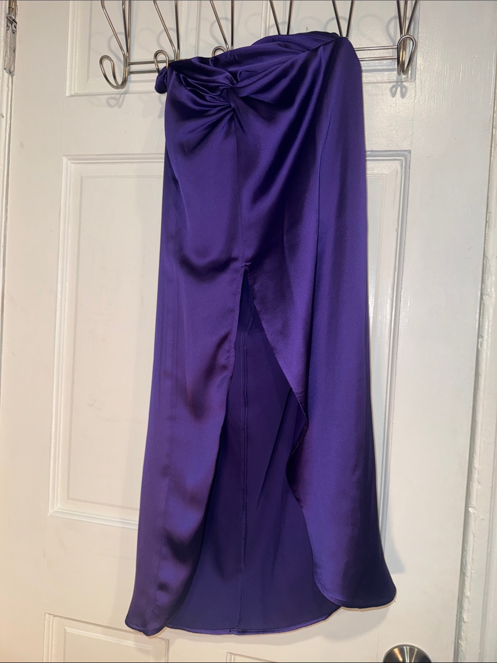Purple ZARA Satin Twist-Front Women's Skirt